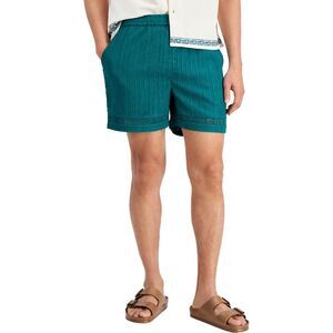 NATIVE YOUTH Mens Seersucker Casual Walking Shorts, Green, NWT